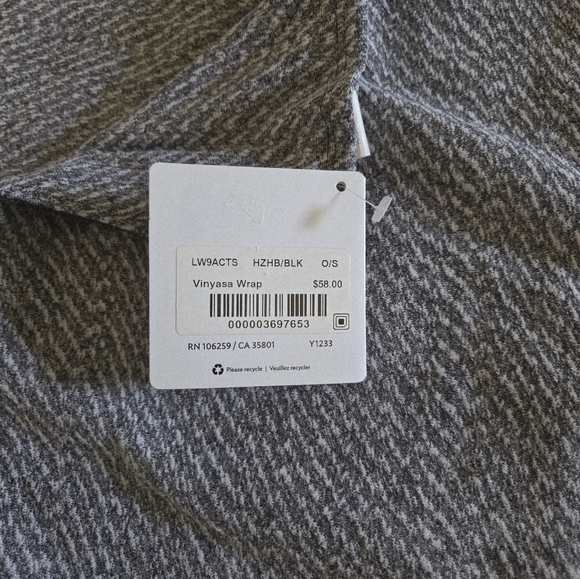 Lululemon Vinyasa Scarf Wrap Scarf Hazy Heather Heathered White Heathered Black - Picture 10 of 16